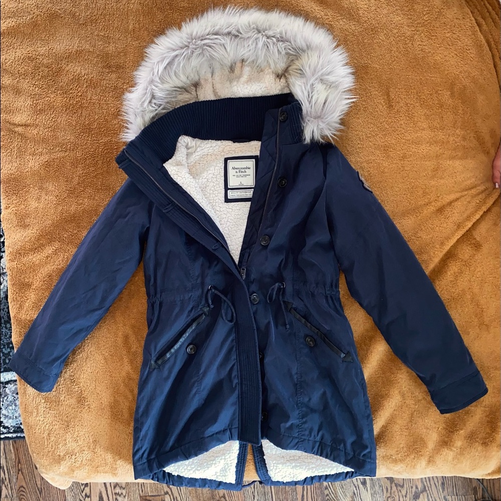 Abercrombie Faux Fur Hooded Sherpa Parka Jacket